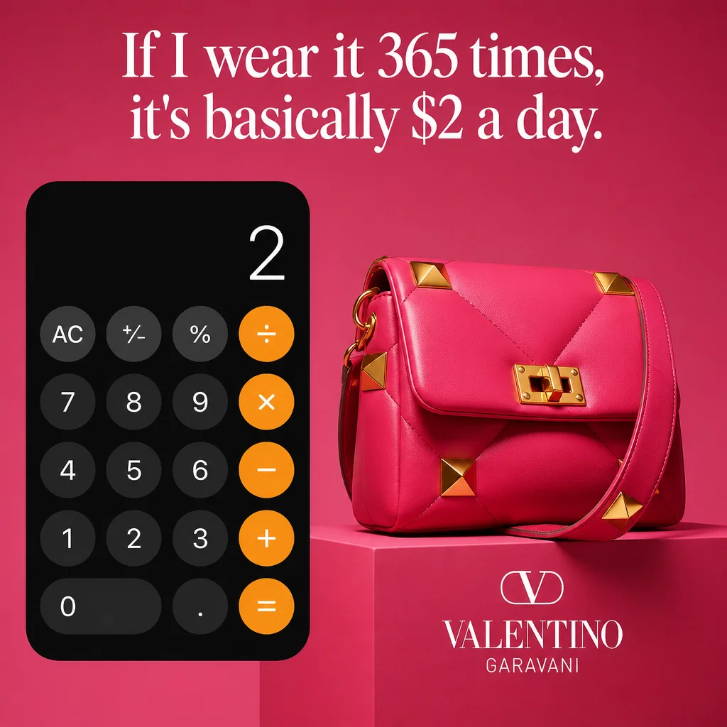 Valentino meme ad example: Luxury Math