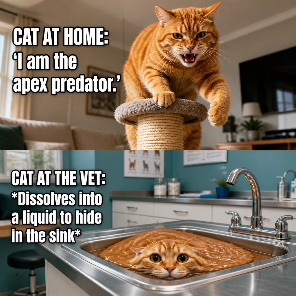 Veterinarian meme ad example: Cat Logic at the Vet