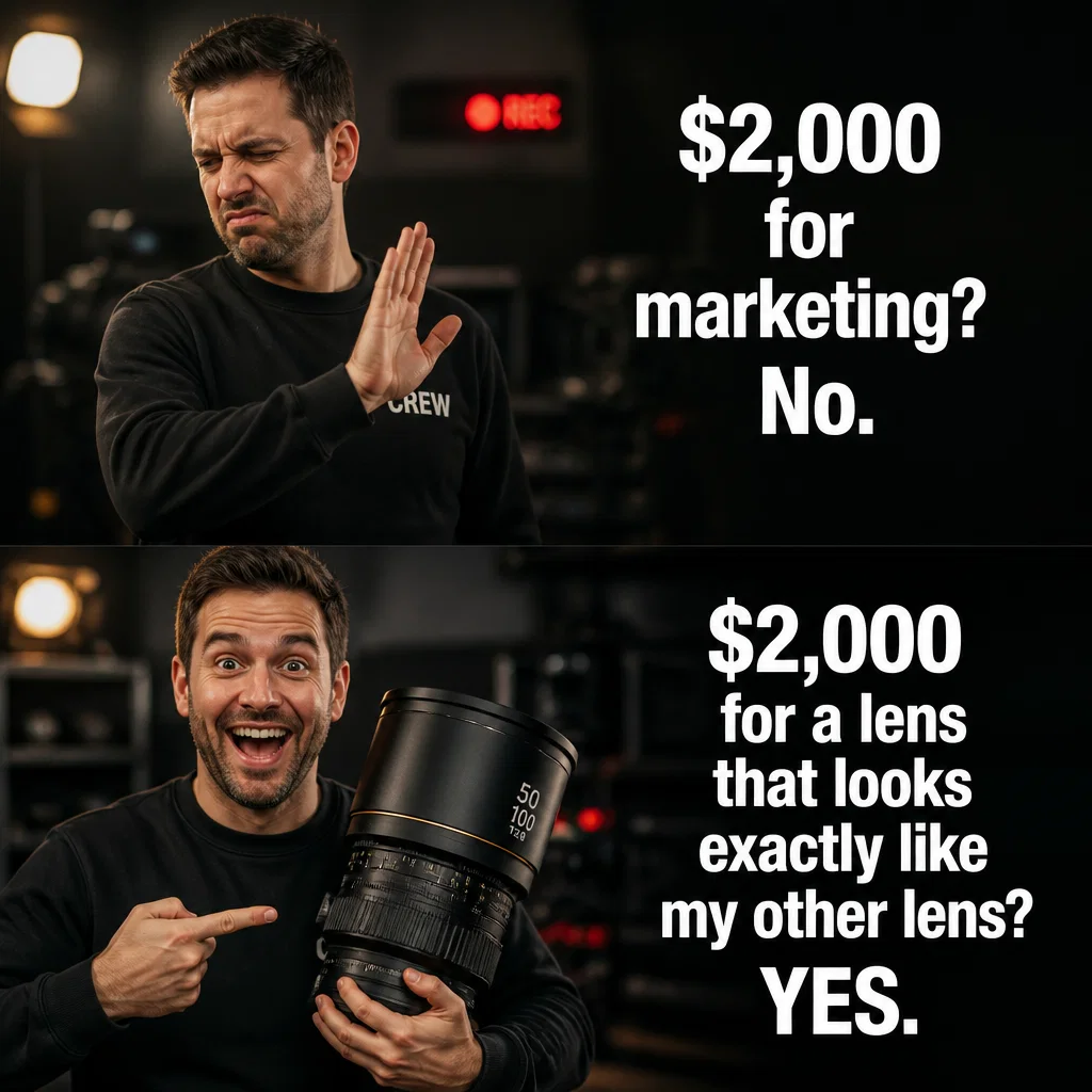 Videographer meme ad example: Budgeting Logic