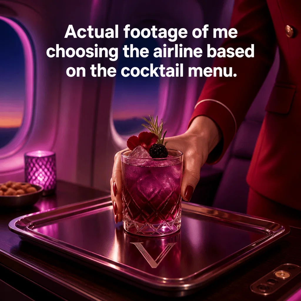 Virgin Atlantic meme ad example: The Signature Pour