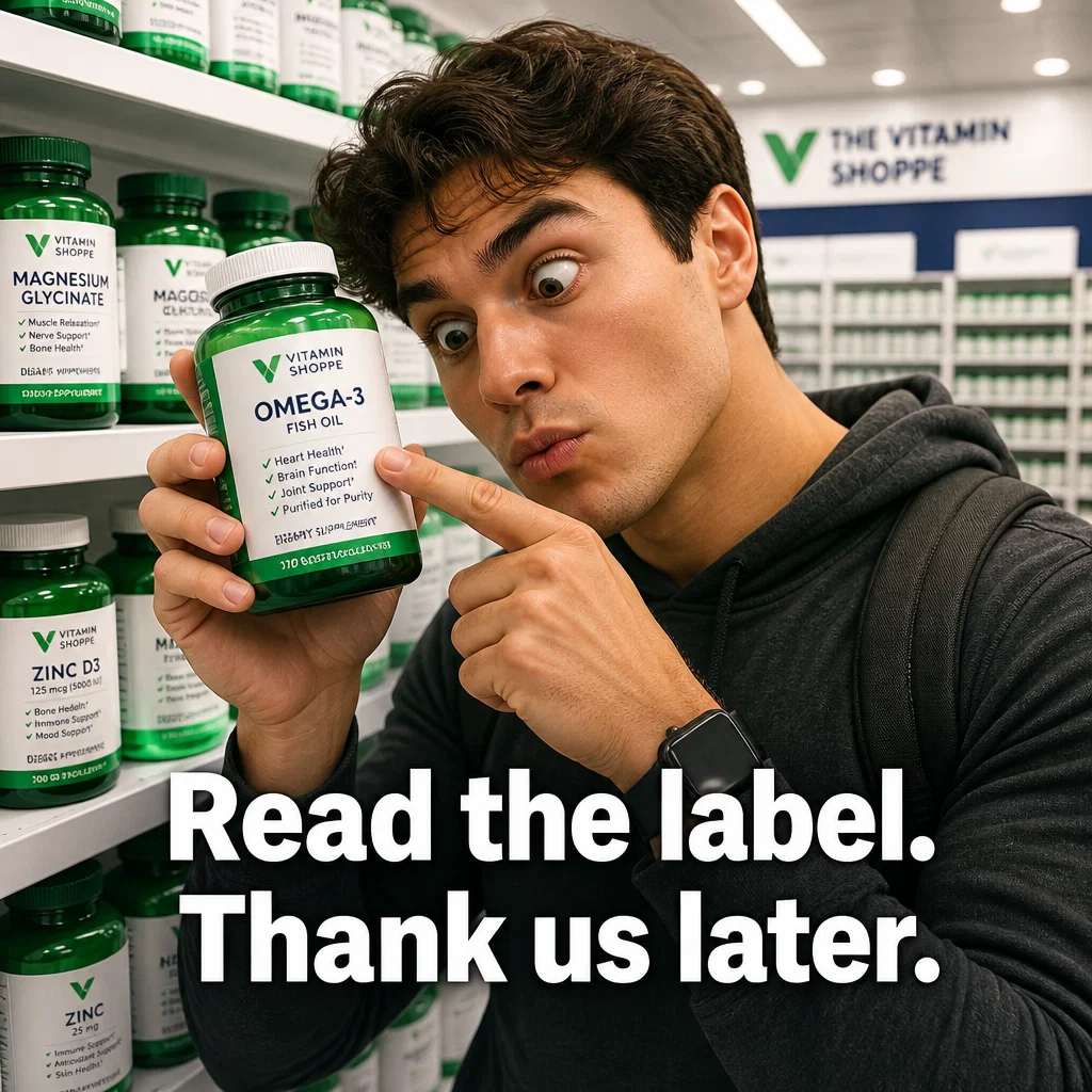 Vitamin Shoppe meme ad example: Label Check