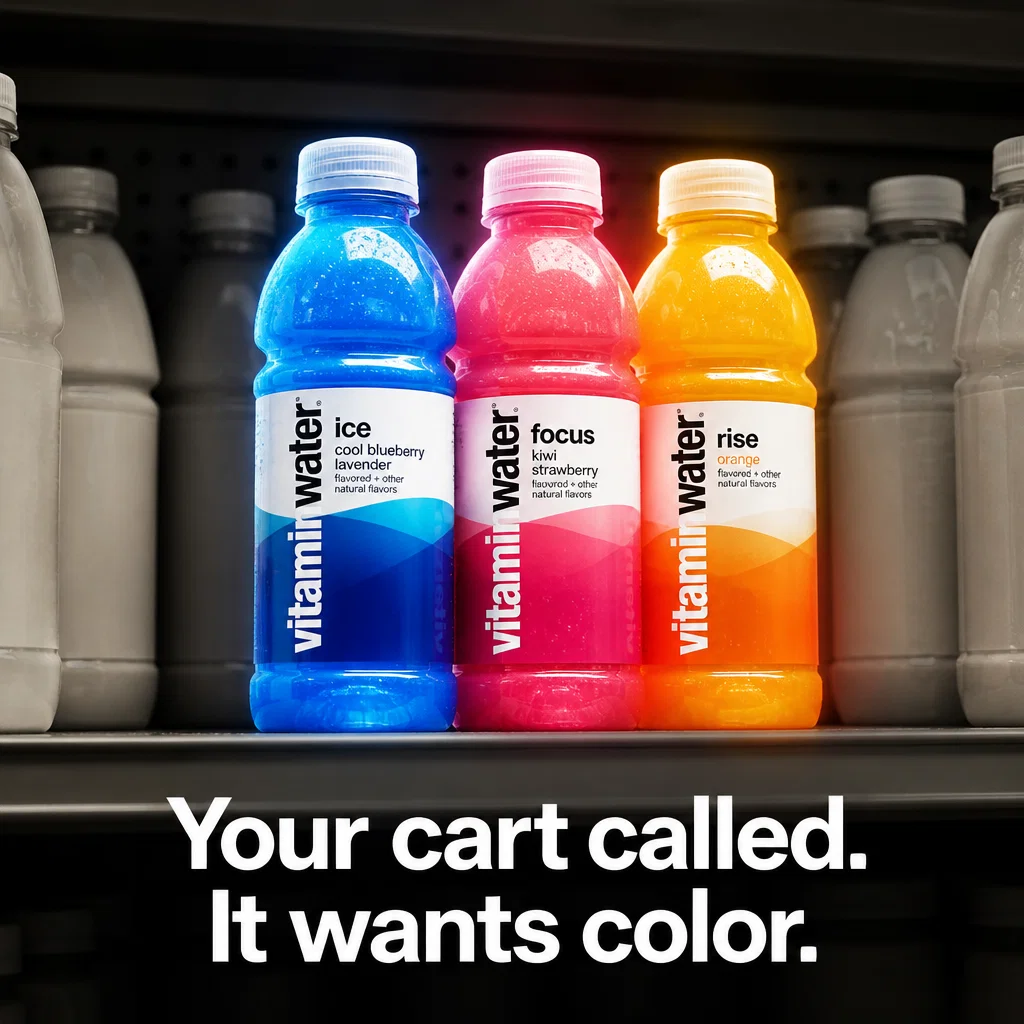 Vitaminwater ad concept example: Shelf Pop