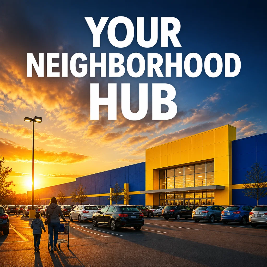 Walmart ad concept example: Suburban Sunset Retail