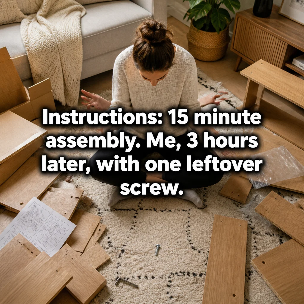 Wayfair meme ad example: The 15-Minute Assembly Lie