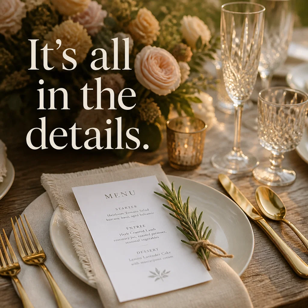 Wedding Venue ad concept example: The Detail Focused Flat-lay