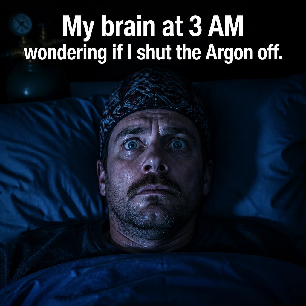 Welding meme ad example: The 3 AM Panic