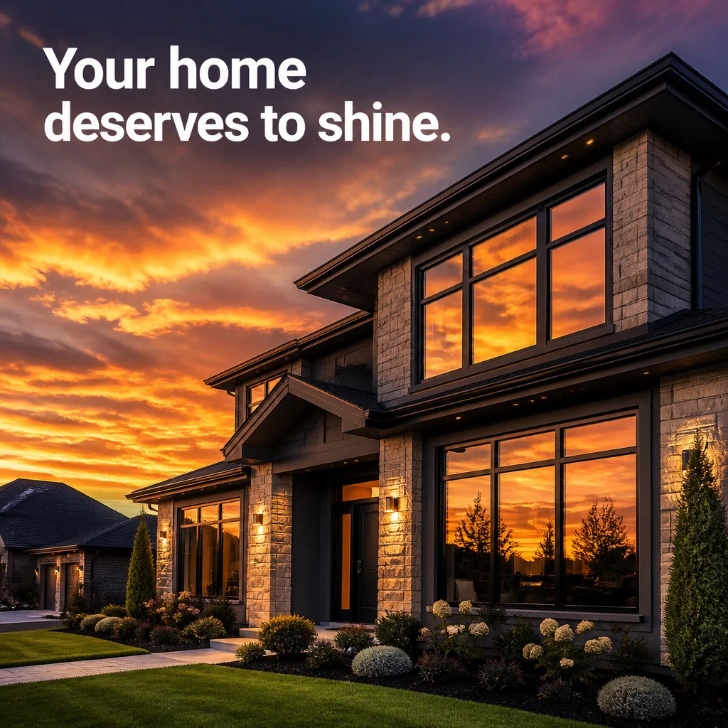 Window Cleaning ad concept example: The Golden Hour Reflection