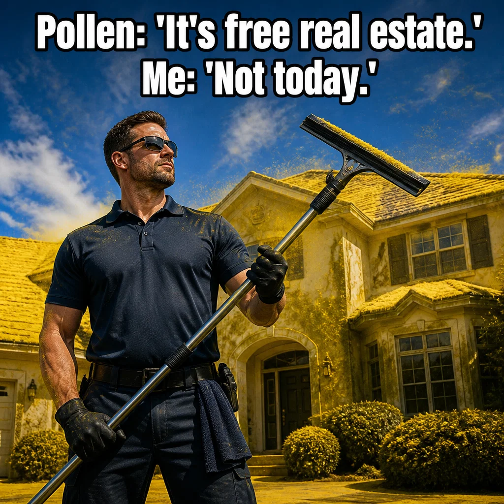 Window Cleaning meme ad example: The Pollen Apocalypse
