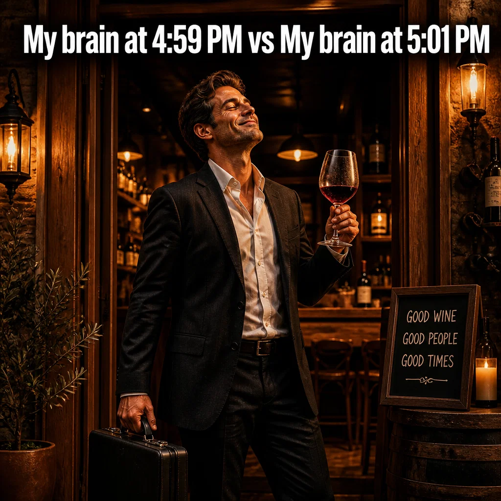Wine Bar meme ad example: The Weekend Transition