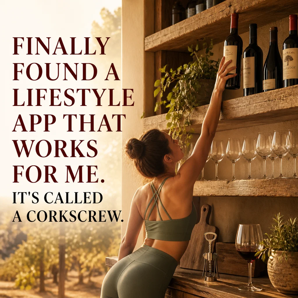 Winery meme ad example: Workout Goals