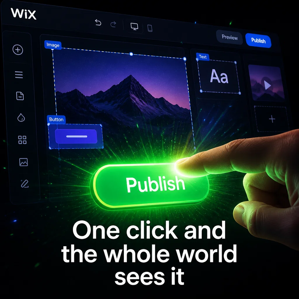 Wix meme ad example: Publish Button High