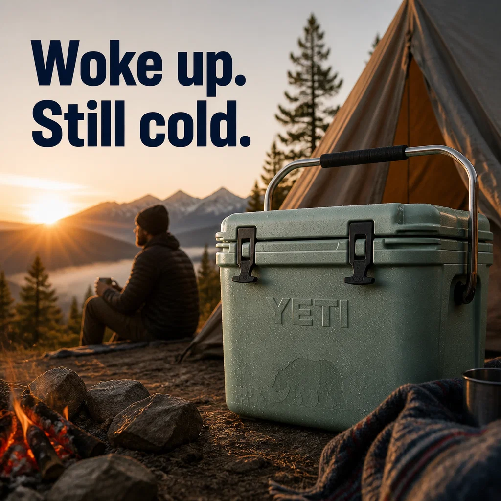 Yeti ad concept example: Roadie at Camp
